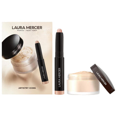 Laura Mercier Mini Makeup Set: Caviar Stick Eyeshadow & Translucent Loose Setting Powder - Long-Wearing, Soft-Matte Finish