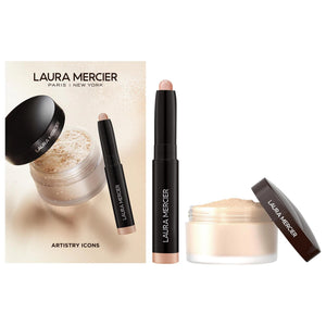 Laura Mercier Mini Makeup Set: Caviar Stick Eyeshadow & Translucent Loose Setting Powder - Long-Wearing, Soft-Matte Finish