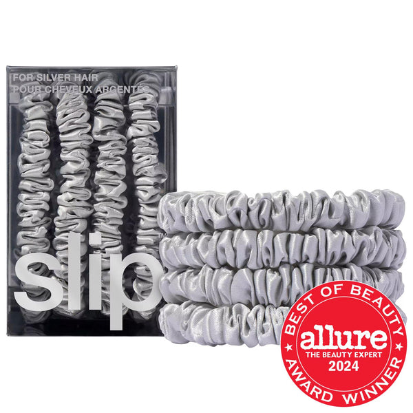 Slip Slipsilk Skinny Scrunchies - 4 Pack Pure Silk Hair Accessories for Anti-Crease Hair Ties